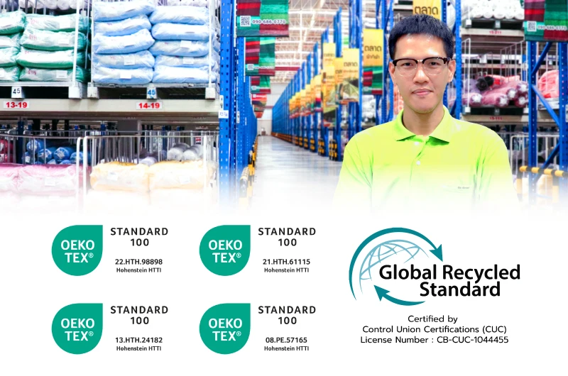 Global Standard of fabric Global Recycled Standard (GRS) and OEKO-TEX® STANDARD 100: Product Class 1