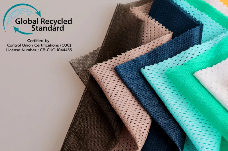 Jong Stit's recycled polyester fabric is certified by Global Recycled Standard (GRS) eco-friendly polyester fabric certified by GRS