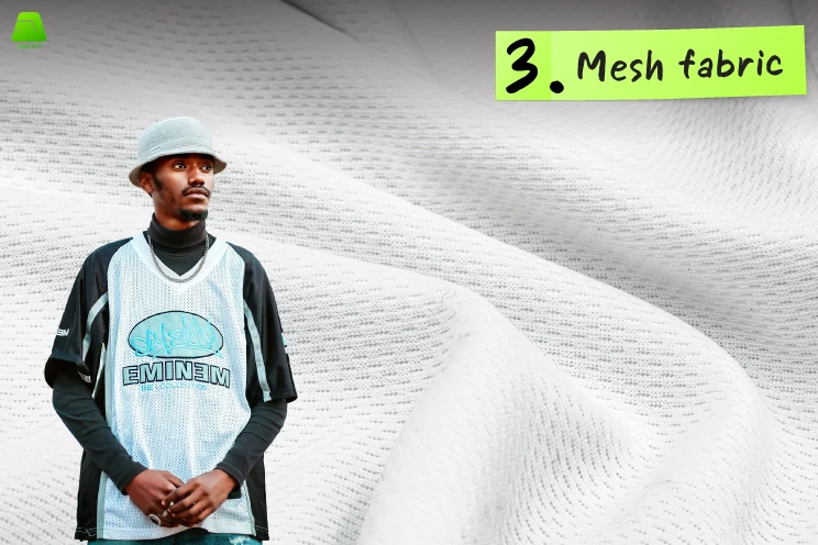  breathable structure, Mesh fabric, activewear, sports jerseys, athletic shoes.