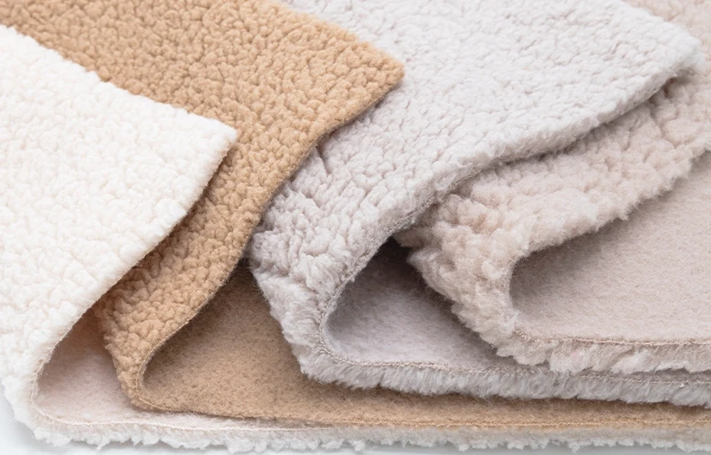 Lightweight Sherpa fleece fabric with breathable and non-irritating texture