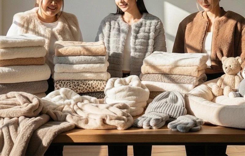 Premium pet beds, plush toys, and luxury throw blankets made from high-quality faux rabbit fur.