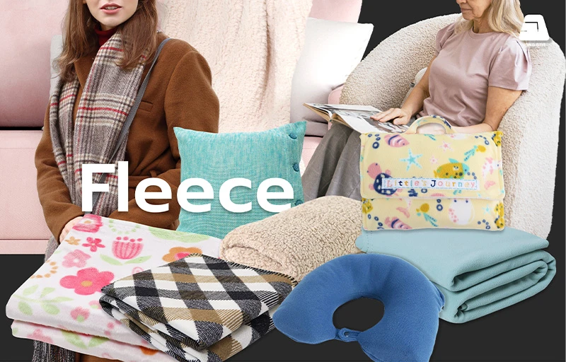 High-quality polyester fleece fabric for blankets, jackets, hoodies, cushions, scarves, travel pillows, and home textile products with exceptional softness and warmth.