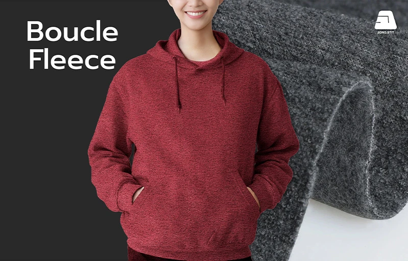 Premium bouclé fleece fabric with a unique textured surface, designed for hoodies, sweatshirts, jackets, winter apparel, and casual wear. Soft, warm, durable, and comfortable for cold-weather applications.