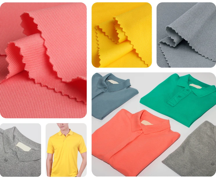 Pique - very popular for polo shirts and uniforms, including Micro Pique and Tricot Fancy.