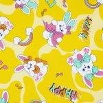 ผ้าพิมพ์อินเตอร์ล็อค ลาย Rabbit music happy | PI336-JC0443